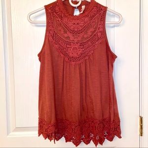 lacy knit sleeveless top